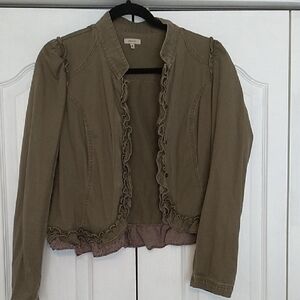 Women's Olive Ruffled Jacket